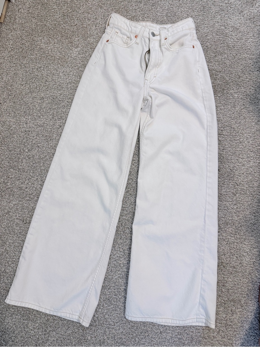 H&M Cream Wide Leg Jeans